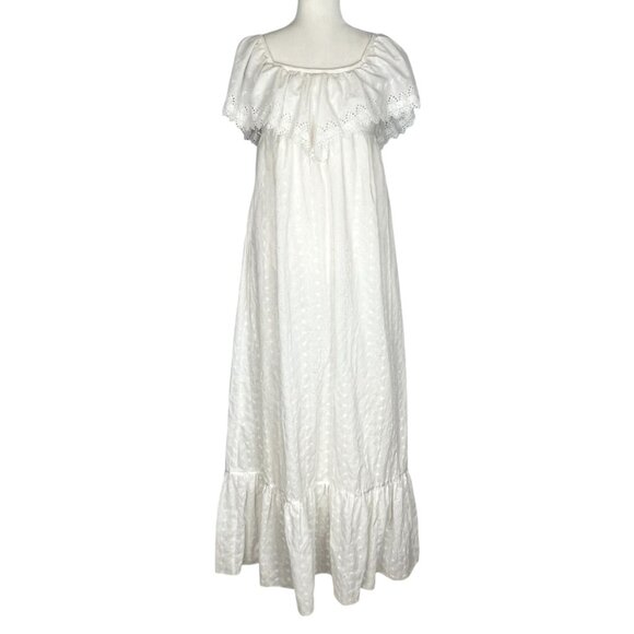 Vintage Trivia Charm Of Hollywood Womens White Eyelet Maxi Dress Wedding size 6 - Picture 1 of 8